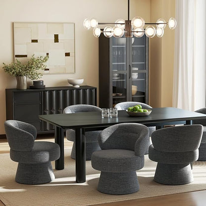 360° Swivel Accent Chairs, Modern Chenille Upholstered Boucle Dining Chair with Back, Vanity Chair Accent Armchair Side Chairs for Dining/Living Room, Bedroom, Gray