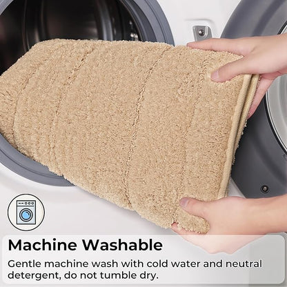 GRANNY SAYS Khaki Bathroom Rugs Non Slip, 71" x 24", Small Bathroom Rugs Washable，Bath Mats for Floor, Microfiber Bath Mat for Tub, Absorbent Shower Rug