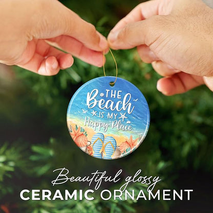 ZAGKOO Beach Themed Gift - Beach Gifts for Women - Beachy Ornaments - Decoration Gifts for Women, Men, Family, Friends - Beachy Christmas Party Decorations - Ceramic Christmas Ornament 2025
