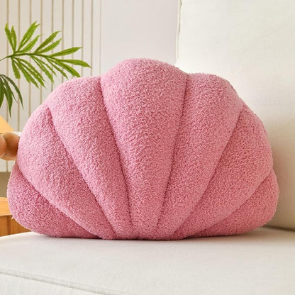 Seashell Throw Pillows, Shell Shaped Throw Pillows, Soft Home Decorative Pillow Plush Cushion for Bed Couch Living Room Decor Accent Throw Pillow (13x10 Inch, Pink Purple)