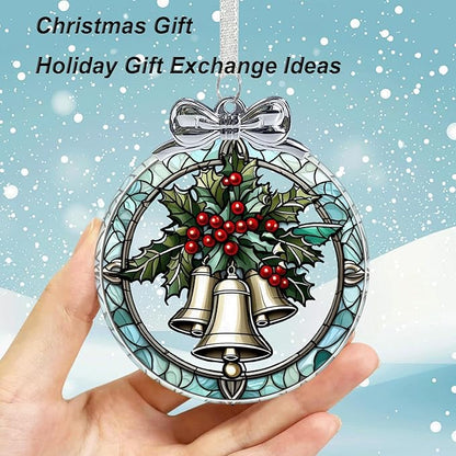 Christmas Bell Stained Glass Ornament - Hanging Ornaments for Christmas Tree, Christmas Ornaments Xmas Decorations, Holiday Keepsake Present Exchange Ideas