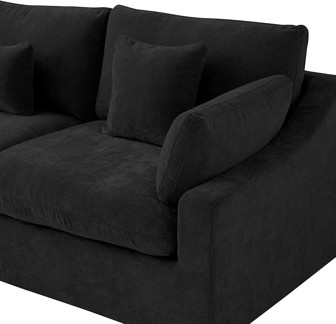 Cloud Couch Modular Sectional Sofa,82.68" Oversized LoveSofa, Down Filled Convertible Wide Seater for Living Room Set, Covers Washable&Replaceable,Black