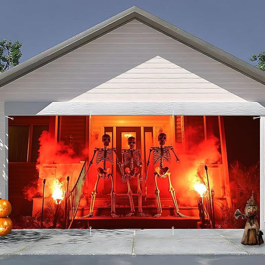 6 x 13 ft Halloween Garage Door Decorations Halloween decorations Witch Door Cover, Hanging Banner, Cauldron Backdrop Mural for Home, Outdoor, Indoor, Spooky Party, Wall, Window (Red)