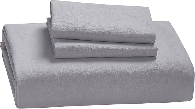 Bedsure Linen Duvet Cover Queen - Linen Cotton Blend Bedding Set, Soft & Cozy, 3 Pieces, 1 Duvet Cover 90x90 Inches and 2 Pillowcases, Silver Grey Color Cooling Bedding, Comforter Sold Separately