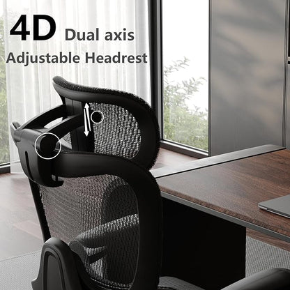 Ergonomic Office Chair, Mesh Home Desk Chair with Adjustable Lumbar Support, Big and Tall Gaming Chair with 4D Headrest, 5D Armrest,90-130°Tilt, BIFMA Certified, Model Zen (Purple)