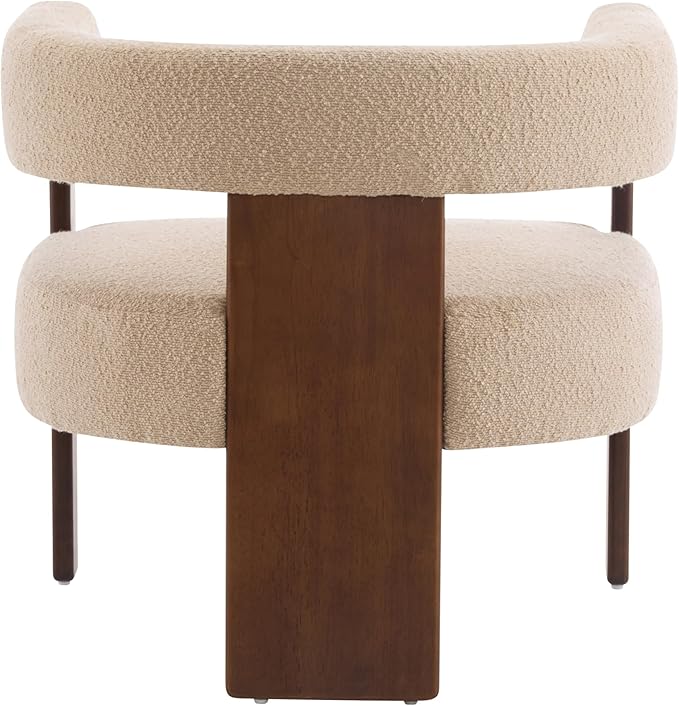 Christopher Knight Home Nettie Modern Accent Chair for Living Room, Boucle Fabric Single Lounge Sofa Chair with Wooden Frame, Comfy Reading Chair for Bedroom, Lounge Armchair with Cushion, Dark Beige