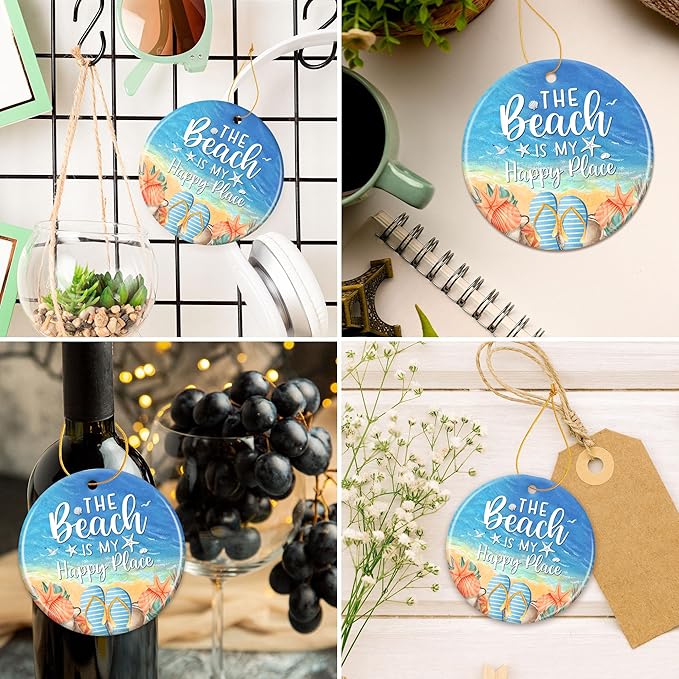 ZAGKOO Beach Themed Gift - Beach Gifts for Women - Beachy Ornaments - Decoration Gifts for Women, Men, Family, Friends - Beachy Christmas Party Decorations - Ceramic Christmas Ornament 2025