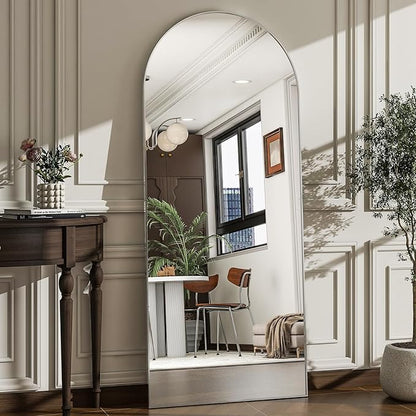 57" x 20" Arched Full Length Mirror - Wall Mounted/Floor Mirror Aluminum Alloy Frame Full Body Mirrors for Bathroom Living Room Bedroom and Entryway,Sliver