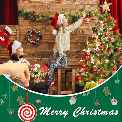 JUNEBRUSHS 300Pcs Christmas Ornament Hangers, Hand Tied String Ties Ornament Loops Thin Ribbon for Ornaments Christmas Tree Hanging Decoration (Gold Silver Red Green)