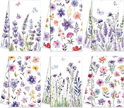Oudain Spring Kitchen Dish Towels Set of 6 Lavender Floral Butterfly Holiday Tabletop Decor