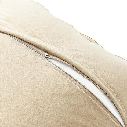 MONDAY MOOSE Decorative Throw Pillow Covers Cushion Cases, Set of 2 Soft Velvet Scalloped Wavy Edge Designs, Mix and Match for Home Decor, Pillow Inserts Not Included (Honey/Cream, 22x22 inch)