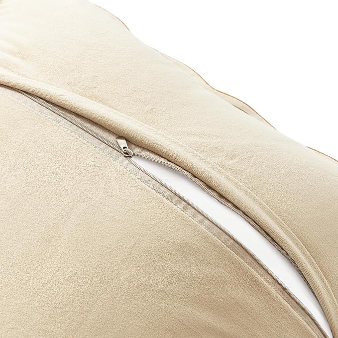 MONDAY MOOSE Decorative Throw Pillow Covers Cushion Cases, Set of 2 Soft Velvet Scalloped Wavy Edge Designs, Mix and Match for Home Decor, Pillow Inserts Not Included (Honey/Cream, 20x20 inch)