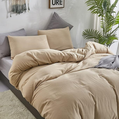 Pureant Beige Comforter Set Queen Solid Champagne Bedding Comforter Sets Light Brown Queen Comforter for Women Men Khaki Comforter Plain Taupe Queen Size Comforter Sets Soft Breanthable Tan Sand Color