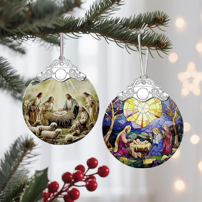 Christmas Ornament, Christmas Tree Decor, Christian Ornament, Nativity Scene, Religious Home Decor, Christian Gifts, Religious Gifts, Gift Exchange, Gift Idea - Pattern E