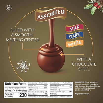 Lindt LINDOR Holiday Assorted Chocolate Candy Truffles Token Gift Box, 3.0 oz.