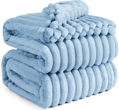 Bedsure GentleSoft Blue Fleece Blanket for - Cozy Soft Blankets for Women, Cute Small Throws for Girls, Light Blue, 108x90 Inches