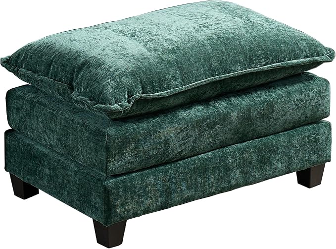 SoarFlash Chenille Sectional Sofa Ottoman,Green