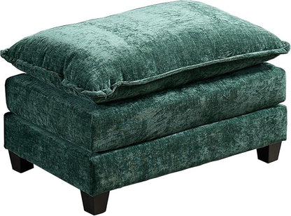 SoarFlash Chenille Sectional Sofa Ottoman,Green