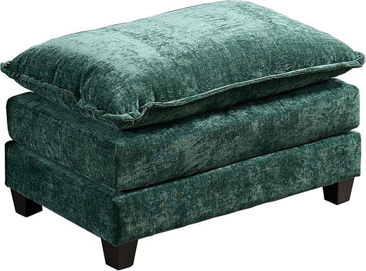 SoarFlash Chenille Sectional Sofa Ottoman,Green