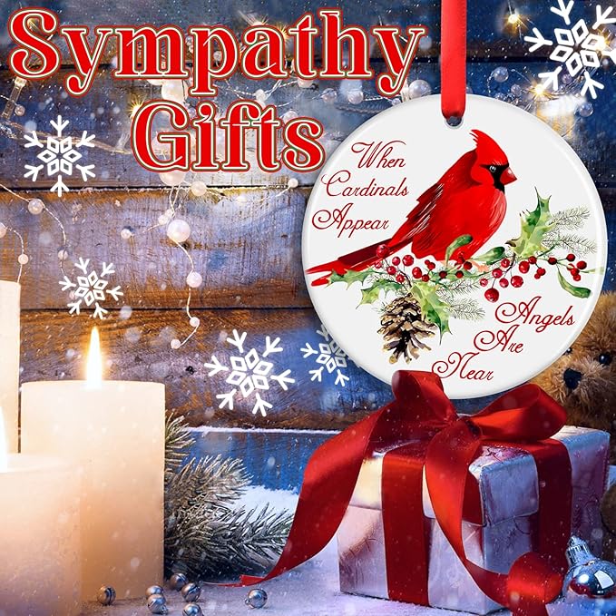 Red Cardinal Christmas Ornaments - Memorial Gifts for Loved One, Sympathy Gifts