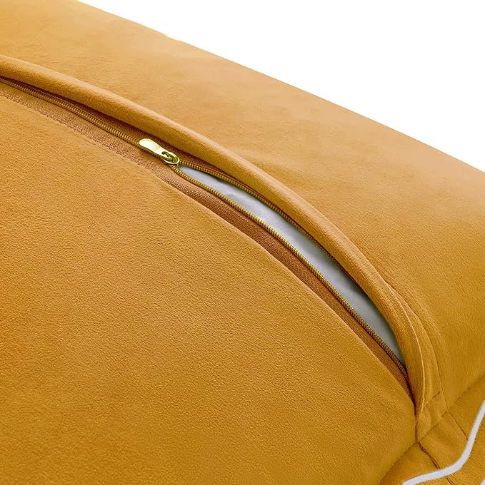 MONDAY MOOSE Decorative Throw Pillow Covers Cushion Cases, Set of 2 Soft Velvet Scalloped Wavy Edge Designs, Mix and Match for Home Decor, Pillow Inserts Not Included (Cream/Honey, 18x18 inch)