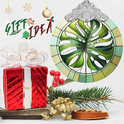 Monstera Leaf Stained Glass Orament - Christmas Ornament - Christmas Decorations for Tree - Holiday Present ldeas - Gift Exchange