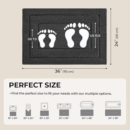 GRANNY SAYS Bathroom Rug Mat, Bath Mats for Bathroom Non-Slip, 24" x 36", Super Soft and Water Absorbent, Microfiber Bath Rugs, Machine Wash Dry, Large Bath Rugs for Floor, Charcoal Gray