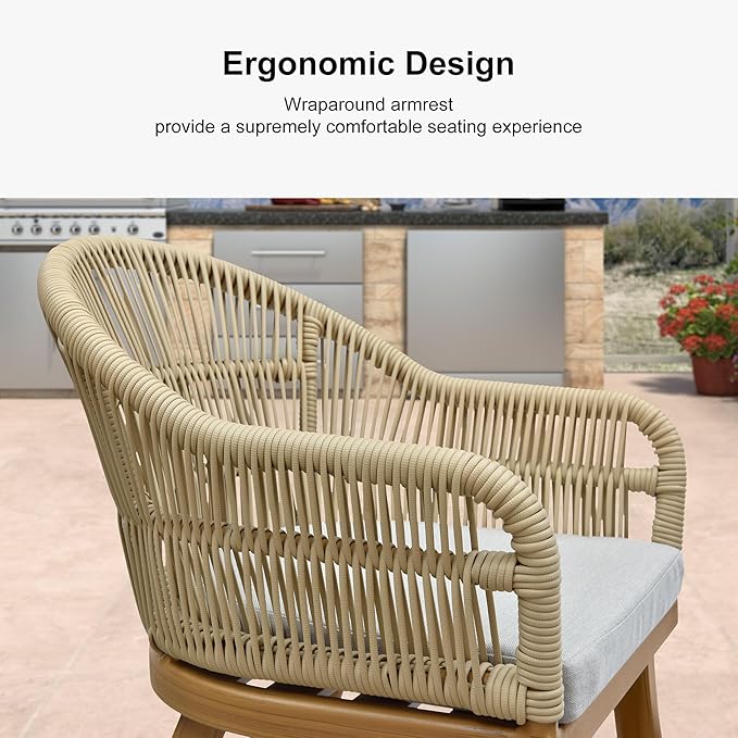 PURPLE LEAF 9 Pieces Patio Dining Set with Outdoor Aluminium Square Dining Table and Woven Chairs Modern Metal Furniture Cushions Sets for Garden Yard Indoor Decor Kitchen Teak