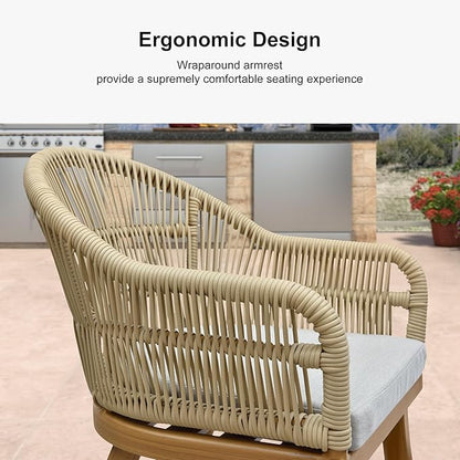 PURPLE LEAF 7 Pieces Patio Dining Set with Outdoor Aluminium Dining Table and Woven Chairs Modern Metal Furniture Cushions Sets for Garden Yard Indoor Decor Kitchen Teak