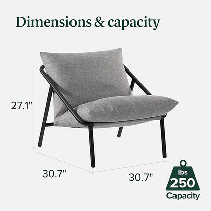 ZINUS Ada Sling Accent Chair, Metal Framed Armchair with Shredded Foam Cushioning, Light Grey