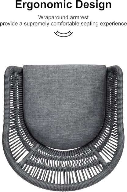 PURPLE LEAF 16 Pieces Patio Dining Set with Outdoor Aluminium Dining Table and Woven Chairs Modern Metal Furniture Cushions Sets for Garden Yard Indoor Decor Kitchen Gray