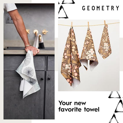 GEOMETRY Fall Kitchen Towels Quick Dry Microfiber Premium Towel Harvest Hues 2 Pack Set 18x30