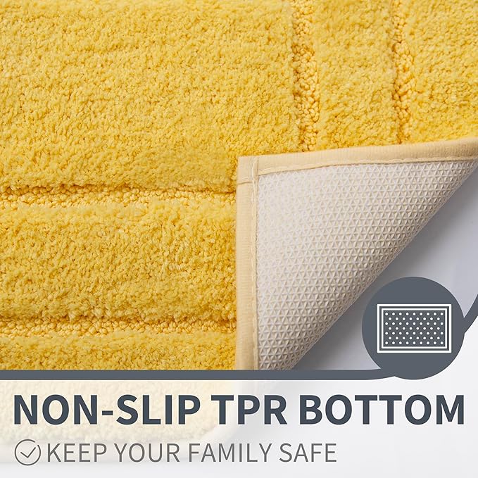 GRANNY SAYS Bathroom Rugs Non Slip Washable, Soft Bath Mats for Bathroom, 16" x 24", Super Absorbent Bath Mat Small Rug, Shaggy Shower Room Floor Mat, Tub, Yellow