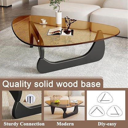 Modern Glass Coffee Table for Living Room, Small mid Century Modern Coffee Table, Sleek Coffee Tables, Suitable for Bedroom Living Room Reception Office Tables（Black/Brown，Small）