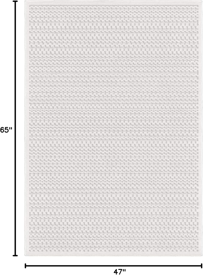 My Texas House Quail Hallow Rug 3.11x5.5 Rectangle High-Low Geometric Indoor Outdoor, Natural