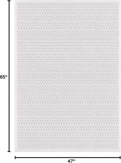My Texas House Quail Hallow Rug 3.11x5.5 Rectangle High-Low Geometric Indoor Outdoor, Natural