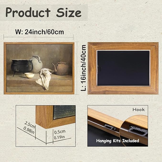 KBKBART Framed Vintage Wall Art, Farmhouse Kitchen Wall Art Prints Country Wall Decor, Vintage Rustic Kitchen Sign Canvas Painting, Kitchen Decor Canvas Wall Art for Dining Room, Bedroom, Living Room, Gallery, Vintage Wall Decor(16"x24")