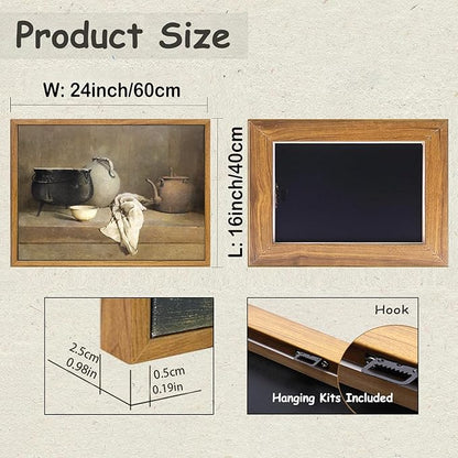 KBKBART Framed Vintage Wall Art, Farmhouse Kitchen Wall Art Prints Country Wall Decor, Vintage Rustic Kitchen Sign Canvas Painting, Kitchen Decor Canvas Wall Art for Dining Room, Bedroom, Living Room, Gallery, Vintage Wall Decor(16"x24")