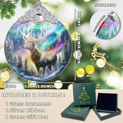 Deer Ornaments for Christmas Tree, Stained Glass Christmas Ornaments and Xmas Tree Decorations, Gift Exchange