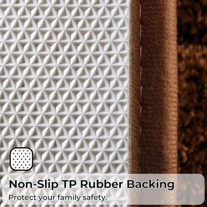 GRANNY SAYS Bathroom Toilet Rugs U Shaped, Bath Mats for Bathroom, Bath Rugs Non Slip Washable, Absorbent Microfiber Toilet Mat, Soft Plush Shaggy, 20" x 24", Brown