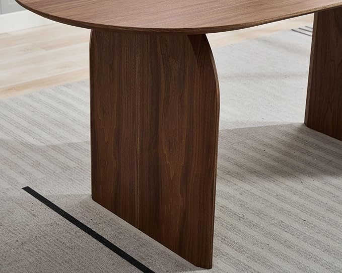 70" Farmhouse Oval Dining Table, Heavy-Duty Wood Dining Room Table for 4-6 Seats, Kitchen Table & Home Desk with Easy-Clean Tabletop, Walnut