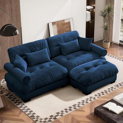 SoarFlash L Shaped Couches for Living Room, Small Sectional Sofa Set with Reversible Chaise, Modern Designed Sleeper Sofas and Modular Couch Function, Suitable for Small Spaces in Apartment, Blue