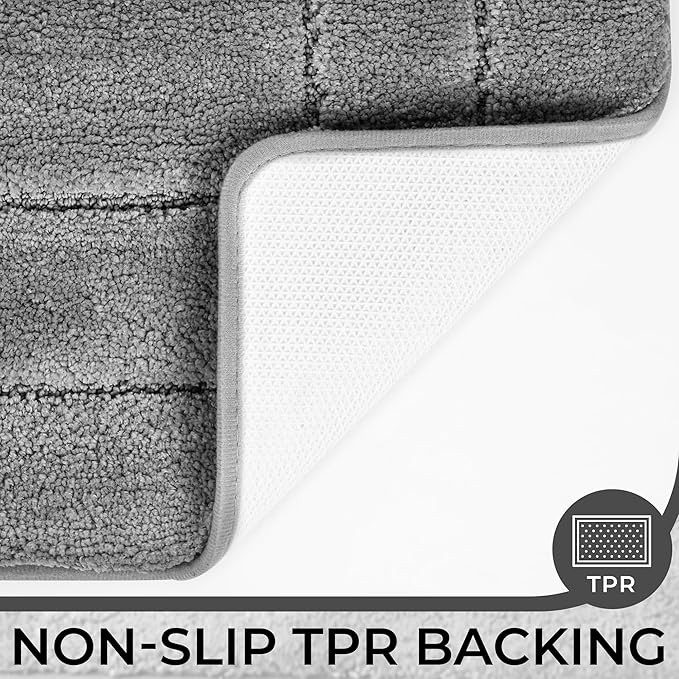 GRANNY SAYS Bathroom Toilet Rugs U Shaped, Bath Mats for Bathroom, Bath Rugs Non Slip Washable, Absorbent Microfiber Toilet Mat, Soft Plush Shaggy, 20" x 24", Deep Gray