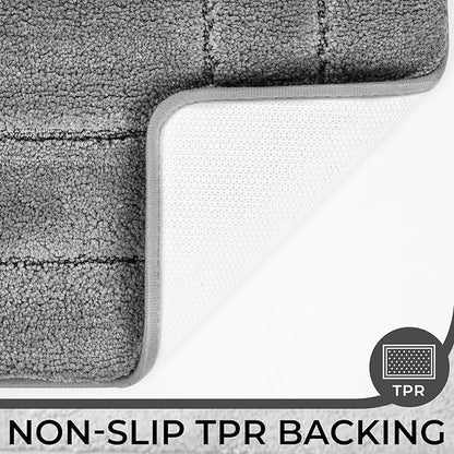 GRANNY SAYS Bathroom Toilet Rugs U Shaped, Bath Mats for Bathroom, Bath Rugs Non Slip Washable, Absorbent Microfiber Toilet Mat, Soft Plush Shaggy, 20" x 24", Deep Gray