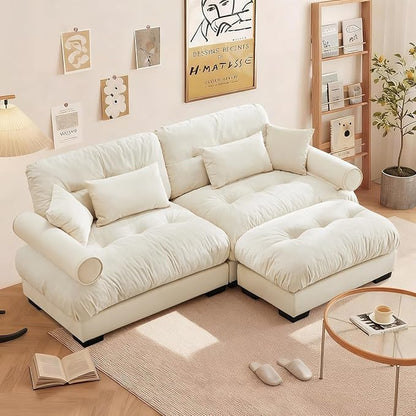 SoarFlash L Shaped Couches for Living Room, Small Sectional Sofa Set with Reversible Chaise, Modern Designed Sleeper Sofas and Modular Couch Function, Suitable for Small Spaces in Apartment, Beige