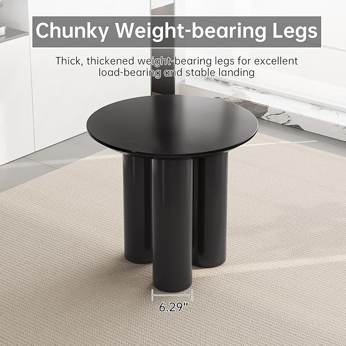 31.49" Black Round Dining Table with Three Stable Legs, Single Side Table for Living Room,Space Saving Coffee Table for 1-4 People，Kitchen Table,