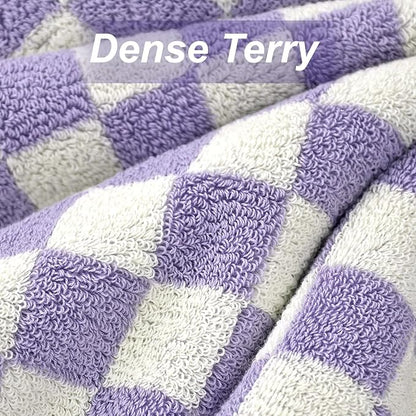 Jacquotha Shower Towels for Bathroom 27.5x55 Inches Quick Dry Bath Towels Soft & Lightweight 2Pack Cute Checkered Towel Sets Lilac