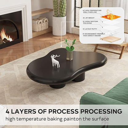 Cloud Coffee Table, Unique Irregular Shape, Modern Cute Living Room Fashion Coffee Table, Black