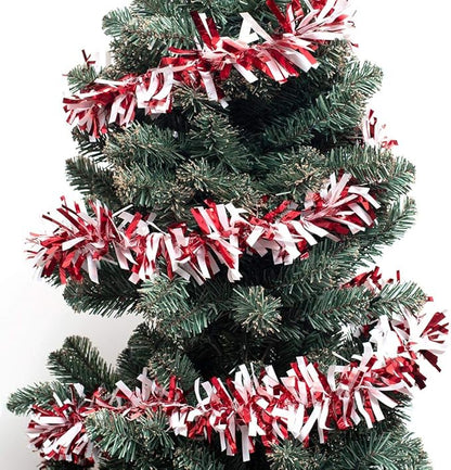 Anderson's Metallic Red & White Sparkle Glitter Tinsel Twist Garland, 25ft Holiday Decoration, Christmas Tree Trim, Parade Float Decor, Party Supplies, Graduation, Indoor/Outdoor Event Garland