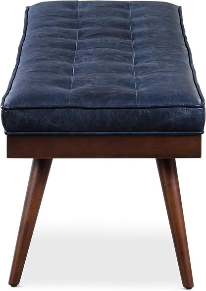 POLY & BARK Napa Luca Leather Bench, Midnight Blue